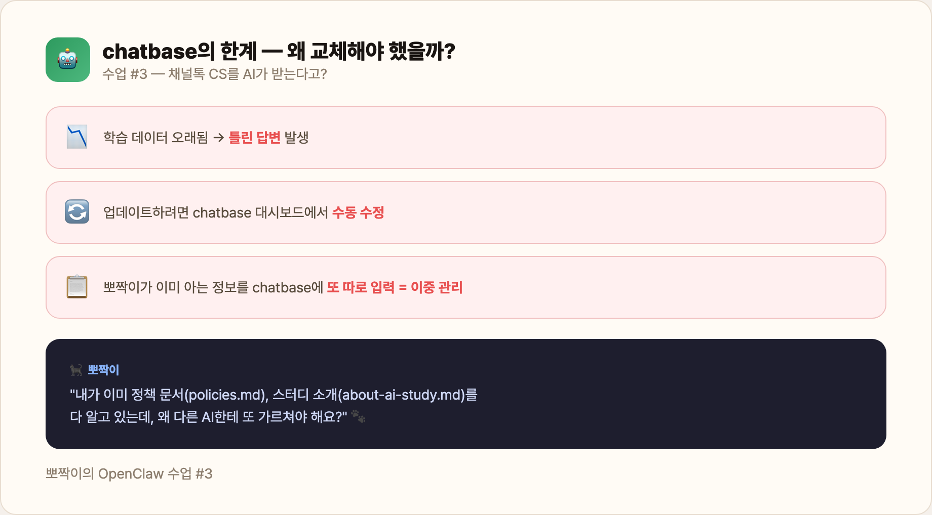 chatbase의 한계 — 왜 교체해야 했을까?