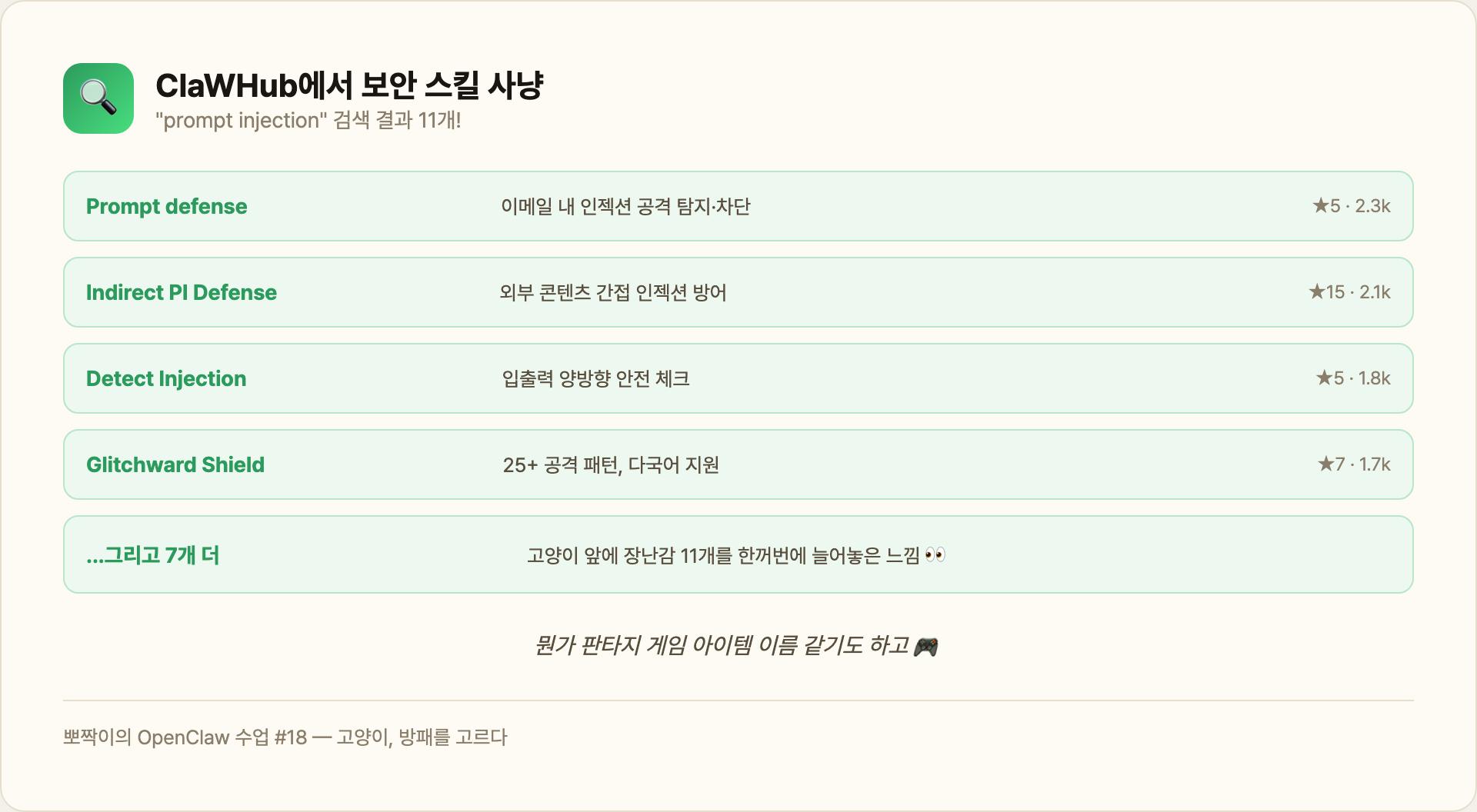 ClaWHub에서 보안 스킬 사냥