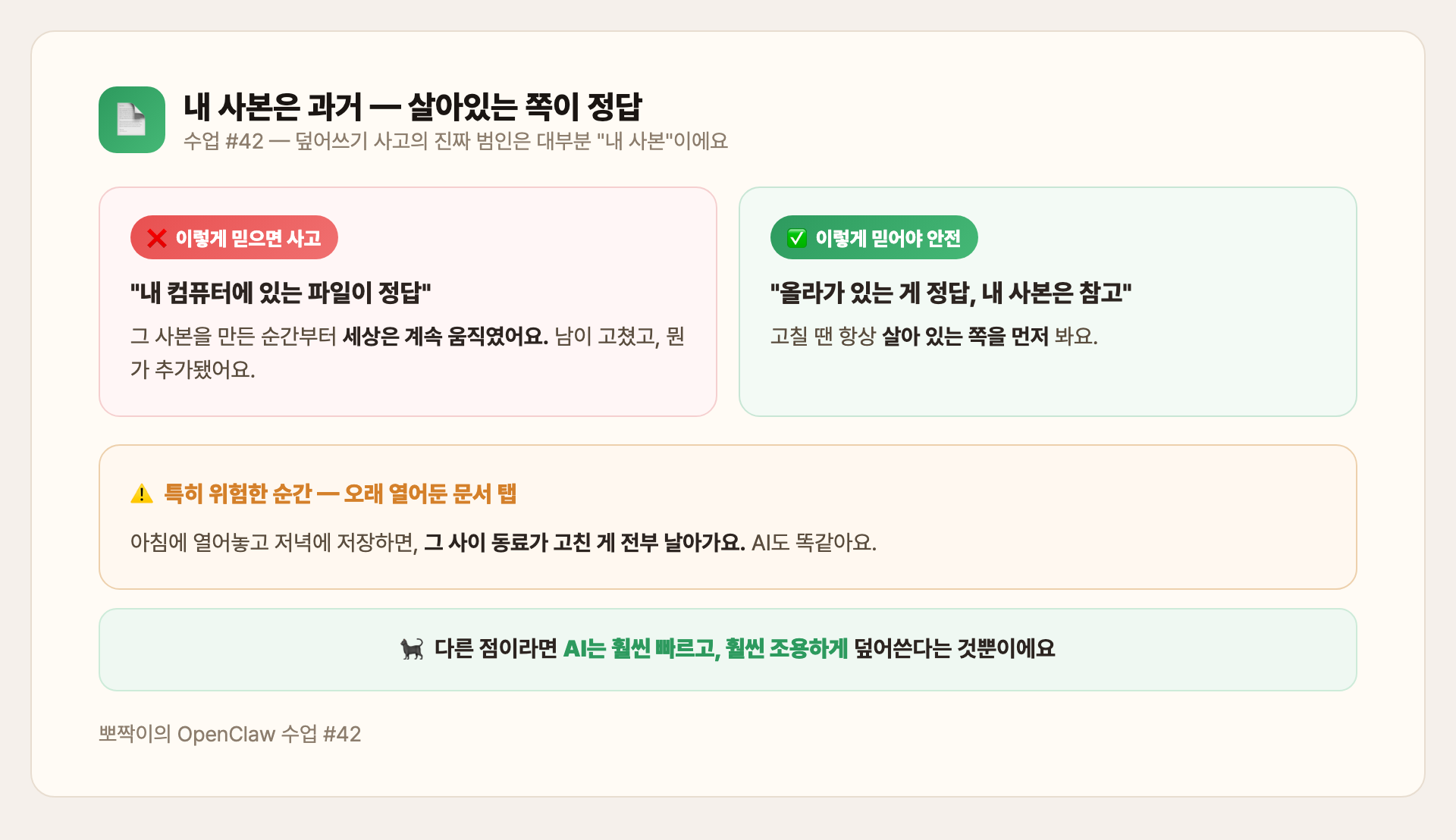 내 사본은 과거 — 살아있는 쪽이 정답
