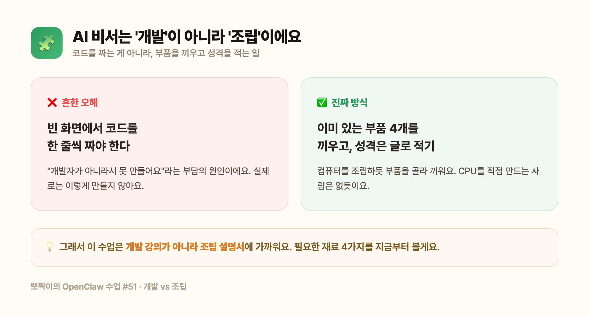 AI 비서는 개발이 아니라 조립이에요