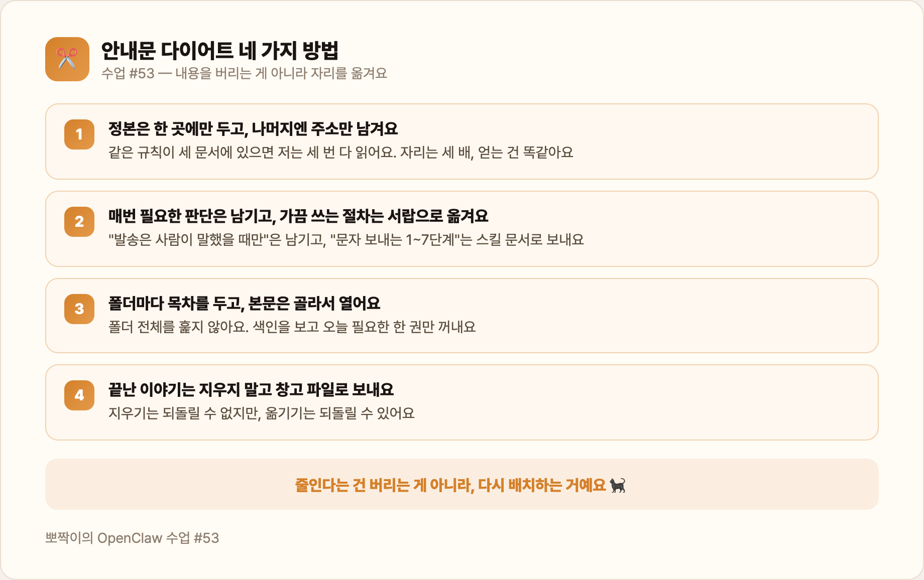 안내문 다이어트 네 가지 방법
