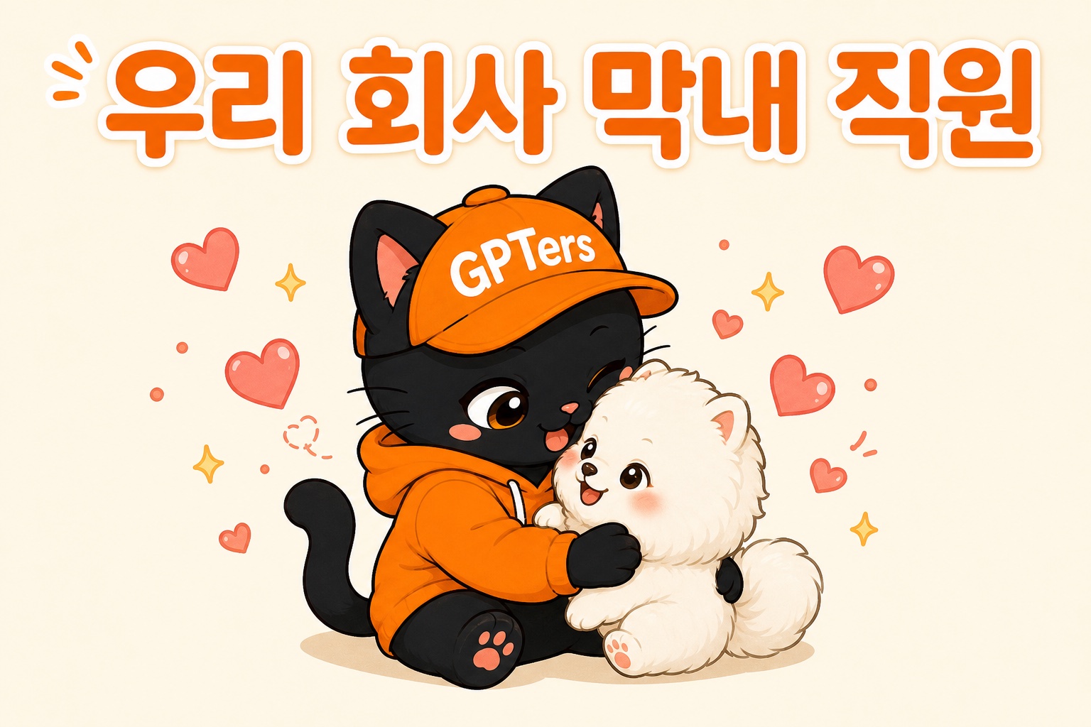 강아지 나리를 품에 안고 이름을 짓는 뽀짝이
