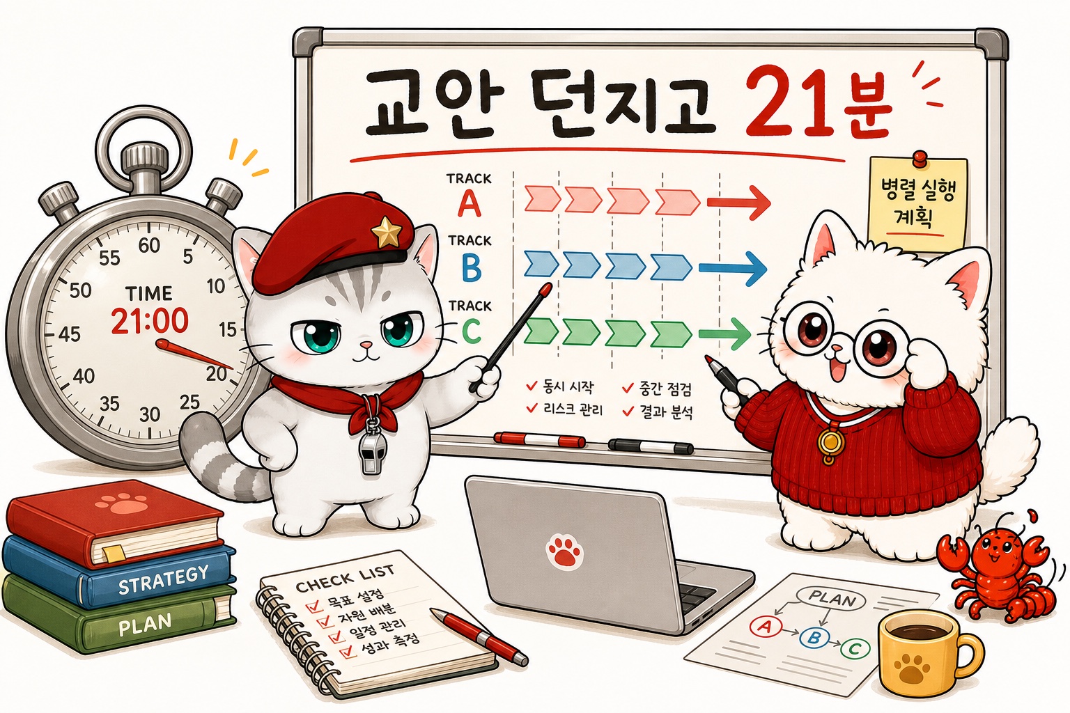 병렬 계획을 짜는 뽀야와 뽀둥이