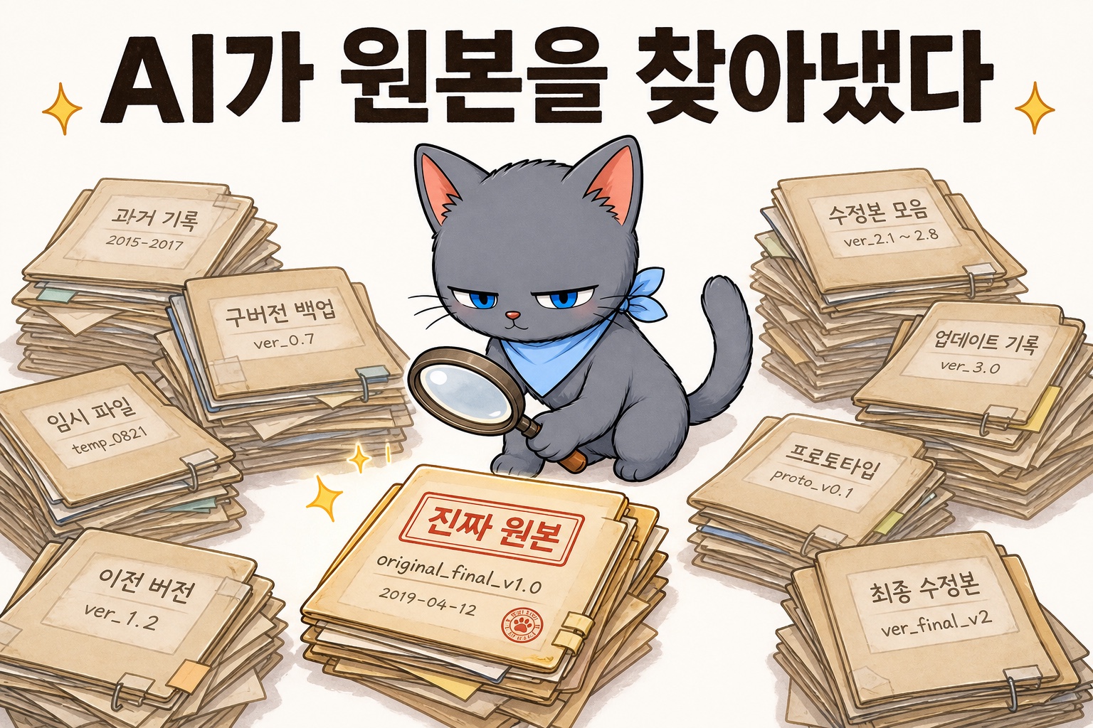 과거 기록을 뒤져 원본을 찾아내는 뽀식이