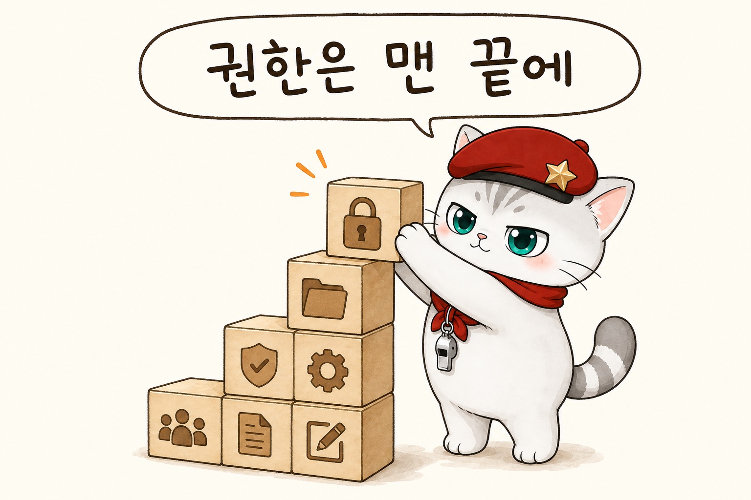 권한이라는 맨 윗 칸을 마지막에 올려 계단을 완성하는 뽀야