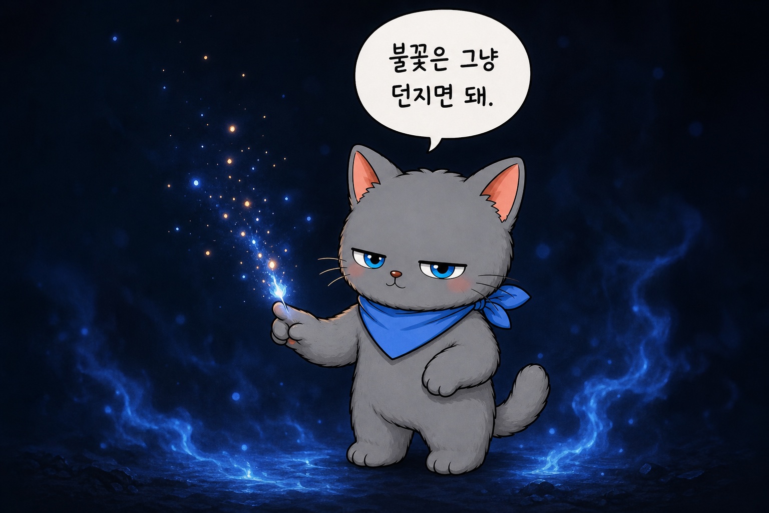 불꽃 스파크를 다루는 뽀식이