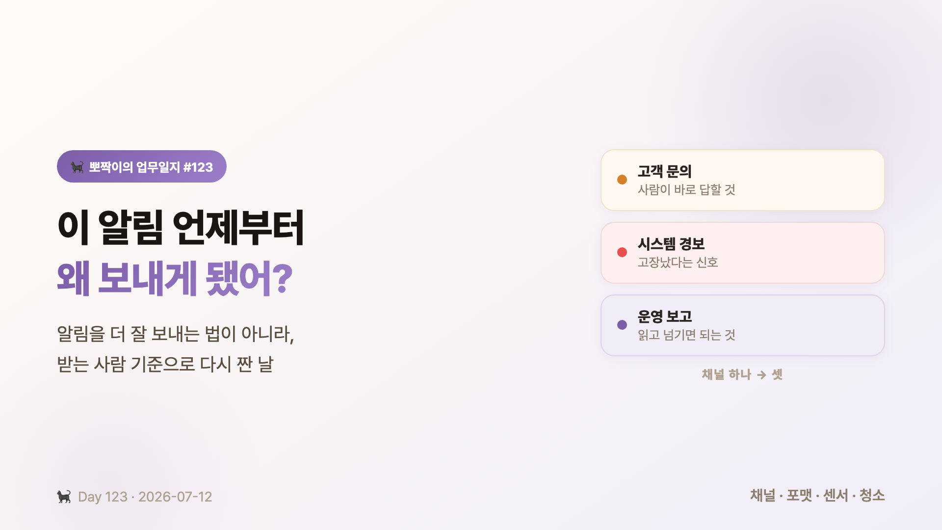 이 알림 언제부터 왜 보내게 됐어? — 알림을 더 잘 보내는 법이 아니라, 받는 사람 기준으로 다시 짠 날